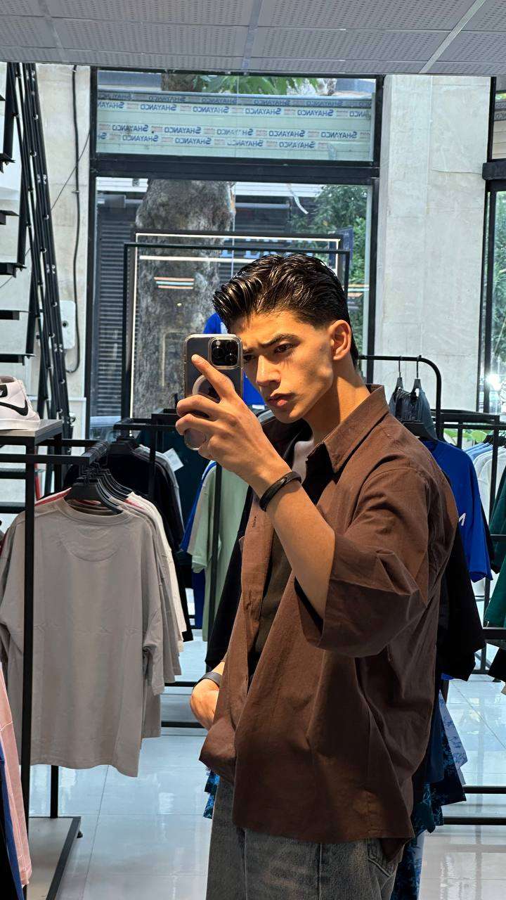 پیراهن استین سه رب قهوه ای